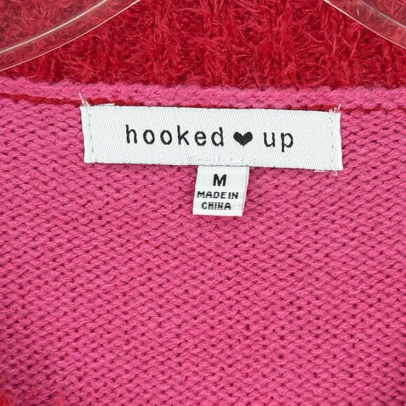 Hooked Up Embellished Ugly Christmas Sweater Pink Multicolor Size M - Picture 13 of 16